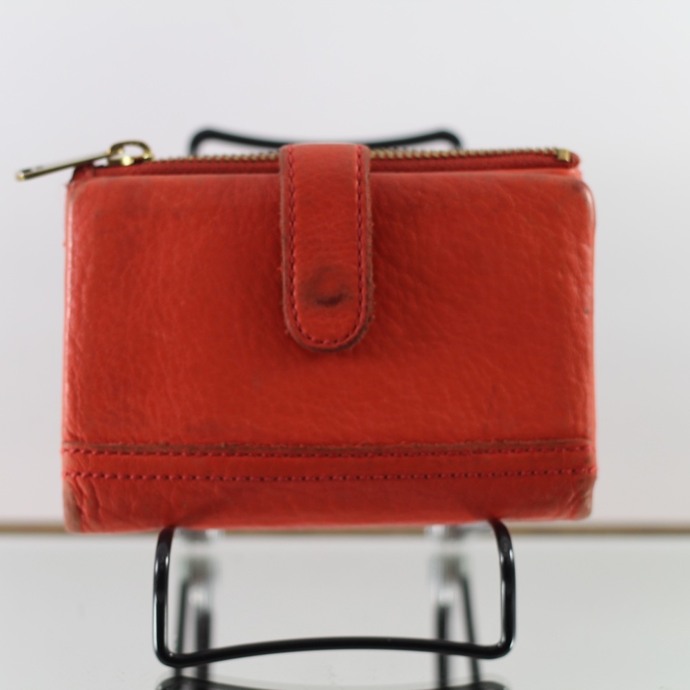 Fossil Orange Leather Wallet Vintage